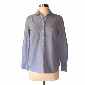 J.Crew Pop Over Shirt Size 00 Cotton Blue